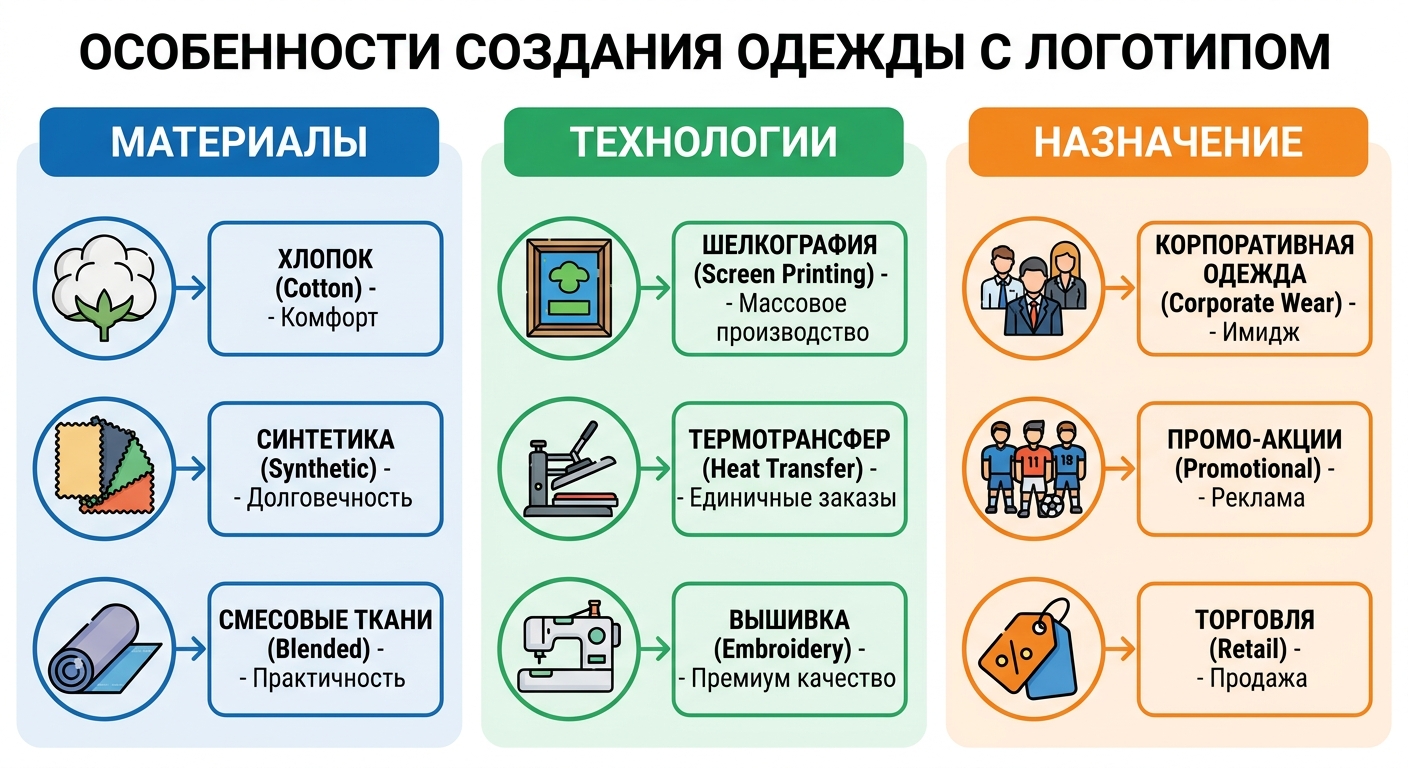 Особенности создания одежды с логотипом: материалы, технологии и назначение